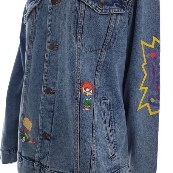 Nickelodeon Women's L Rugrats Long Sleeve Button Blue Jean Jacket Born in the 90 - Picture 3 of 9